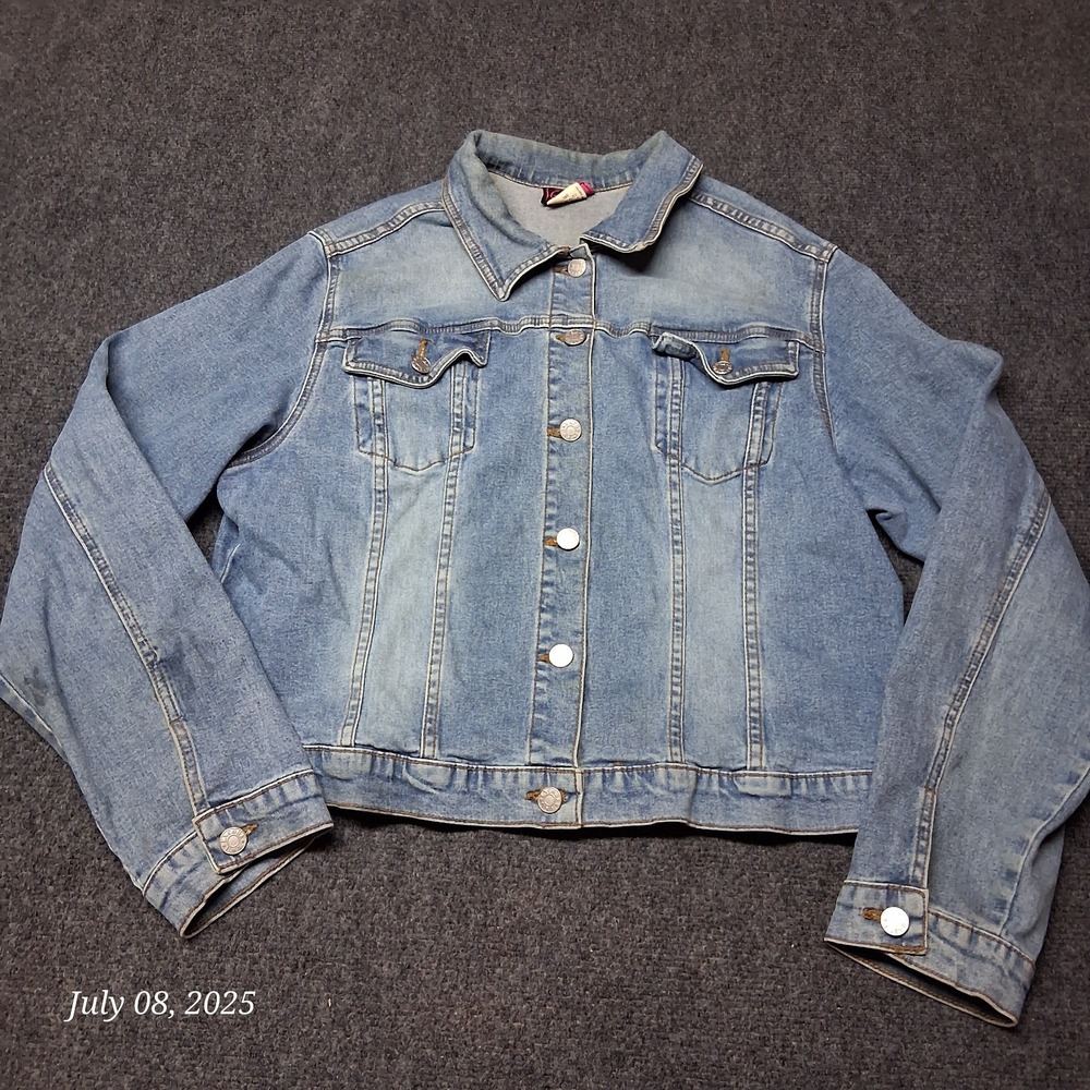 VTG 90s Encore Denim Jean Trucker Jacket Women Size XL Blue